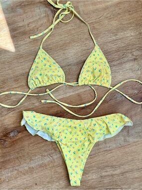 Frankie's Bikinis Yellow Floral Bikini